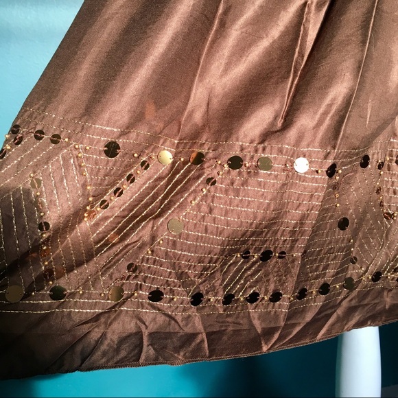 Alfani Bronze Brown Boho Sequin Skirt - Picture 2 of 4